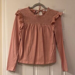 English Factory Blush Ruffle Long Sleeve Top